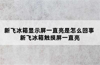 新飞冰箱显示屏一直亮是怎么回事 新飞冰箱触摸屏一直亮